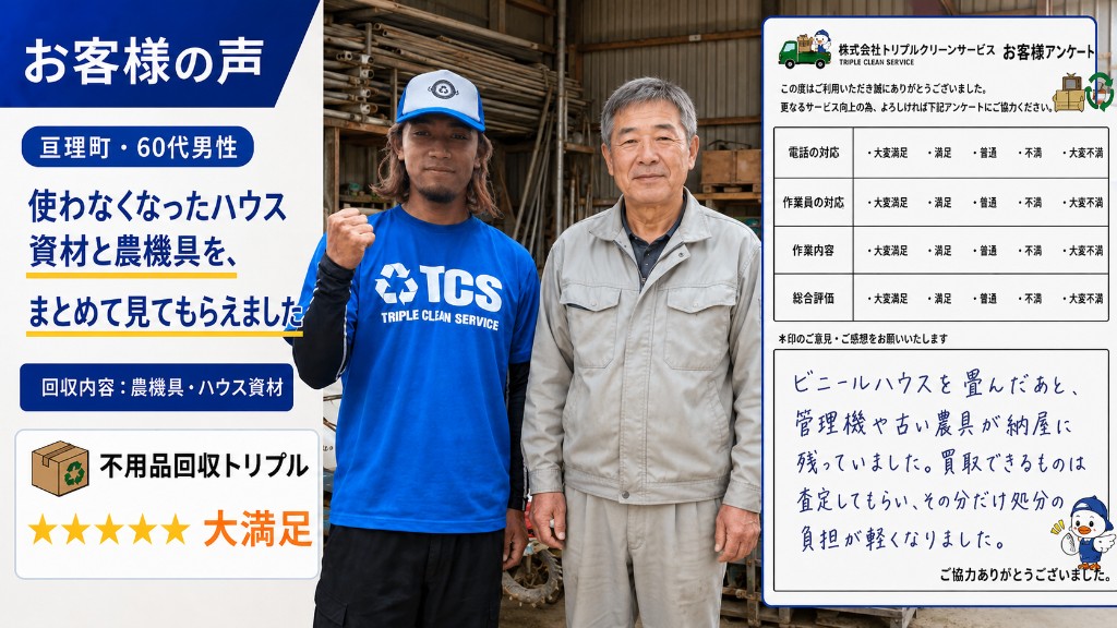 亘理町・60代男性のお客様アンケート（農機具・ハウス資材）